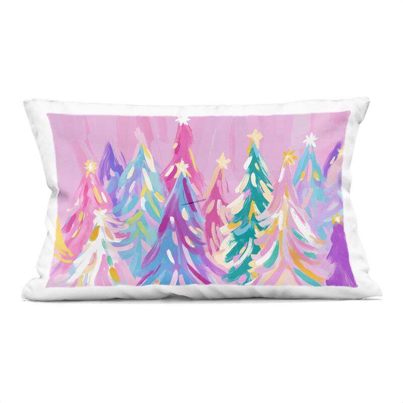Stupell Pastel Christmas Trees Abstraction Decorative Printed Throw Pillow Design by Arlington Prints - Accent - Polyester - Purple - Single