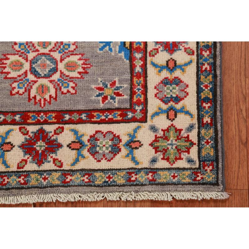 Gray Kazak Oriental Accent Foyer Rug Handmade Wool Carpet - 2'0"x 3'0"