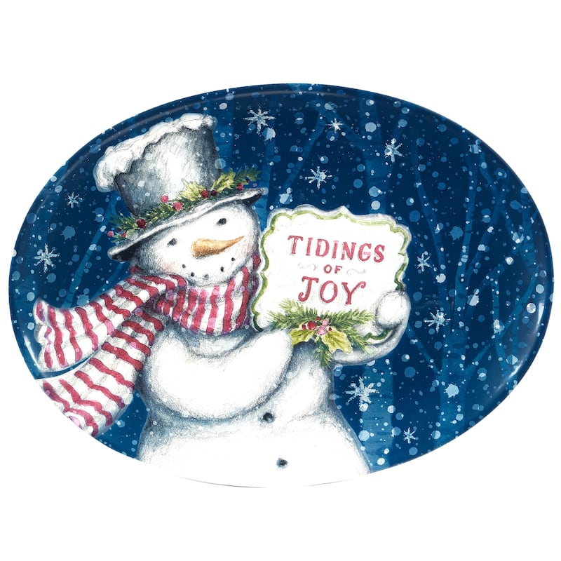 Certified International Snowman Greetings Oval Platter 16" x 12" - 16" x 12" x 1.25"