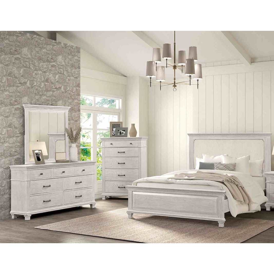 Wooden Bedroom Furniture Set 4pc Weathered Gray Finish Classic