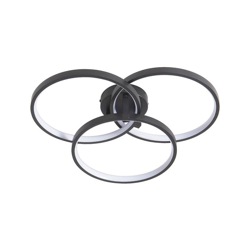 20" Modern LED Ceiling Light, 3-Ring Flush Mount Fixture