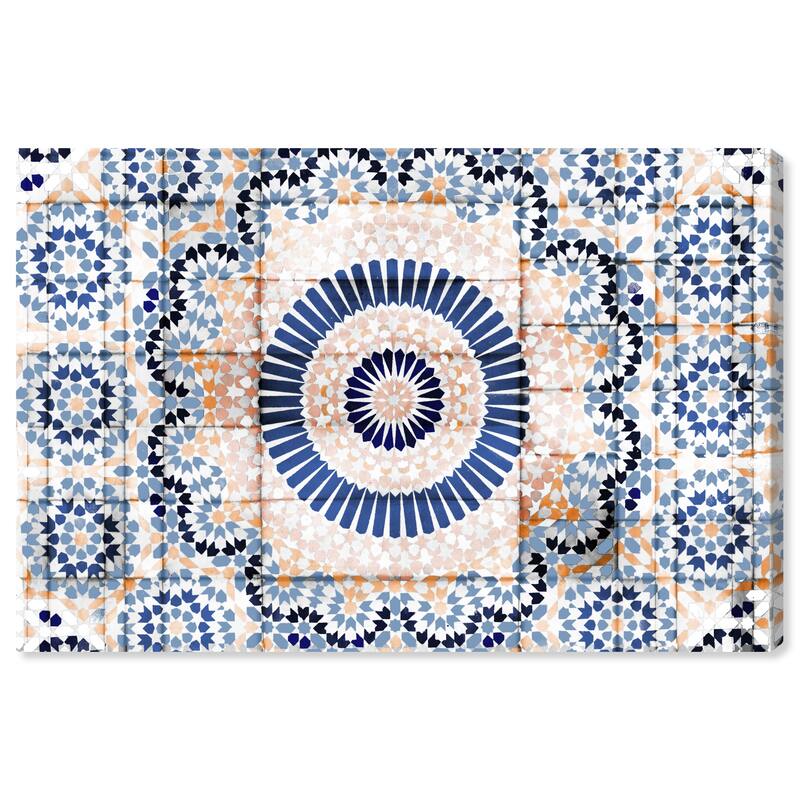 Wynwood Studio Abstract Mandala for Spring Blue and Bohemian & Eclectic Wall Art Canvas Print