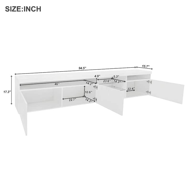 Unique Design TV Stand with 2 Glass Shelves