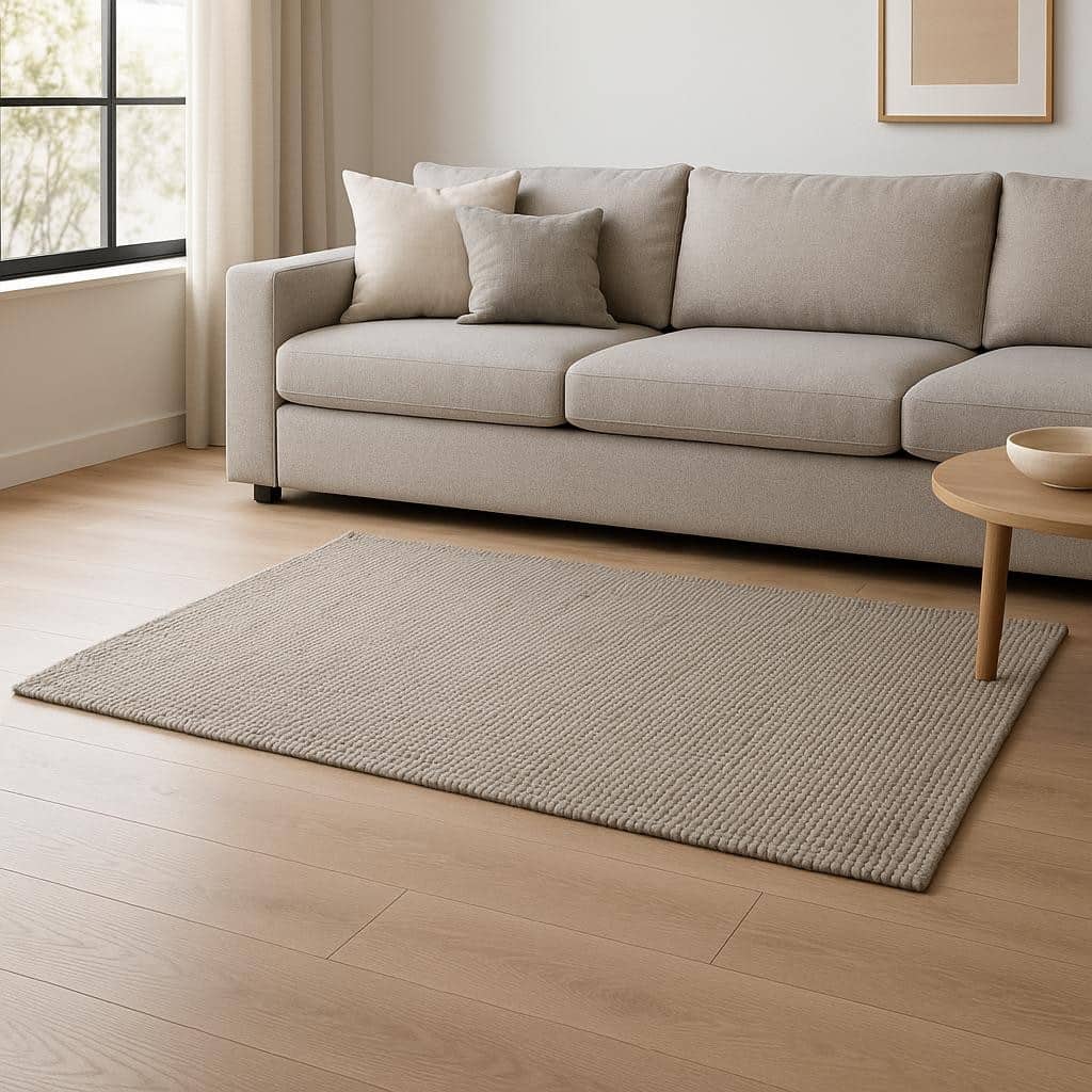 HomeRoots Beige Berber Hand Woven Area Rug - 96 in. x 60 in. x 2 in.