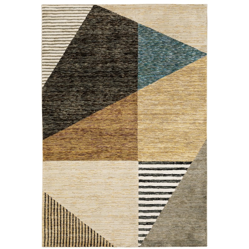 Style Haven Stephan Modern Art-deco Inspired Yellow/Gold Area Rug