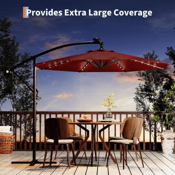 bed bath and beyond offset patio umbrella with solar lights 10ft Solar Lights Patio Umbrella, Cantilever Umbrella with Easy Lift and  Tilt Adjustment - On Sale - Bed Bath & Beyond
