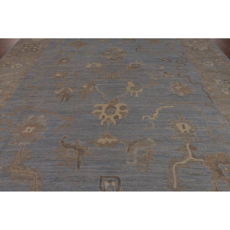 Blues & Grays Oushak Turkish Large Rug Handmade Wool Carpet - 10'1"x 13'11"