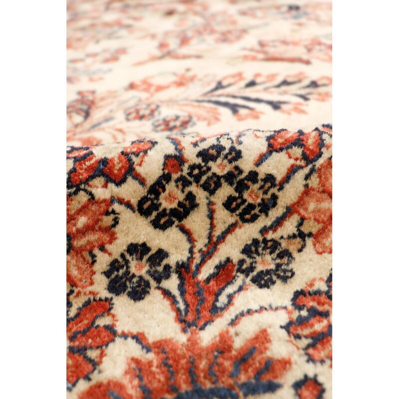 Pasargad Home Antique Sarouk Collection Wool Area Rug, Ivory/Burgundy - 11'10" X 13'11"