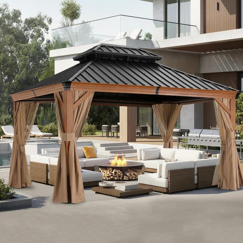 ABCCANOPY Outdoor Hardtop Gazebo with Galvanized Steel Double Roof