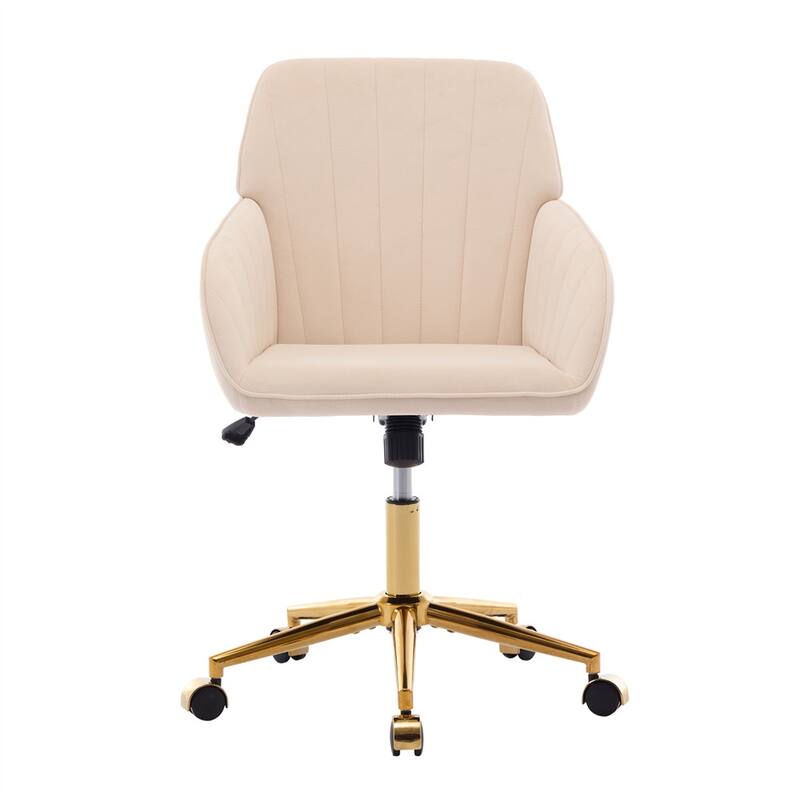 Velvet Adjustable Home Office Swivel Leisure Desk Chair with Gold Base