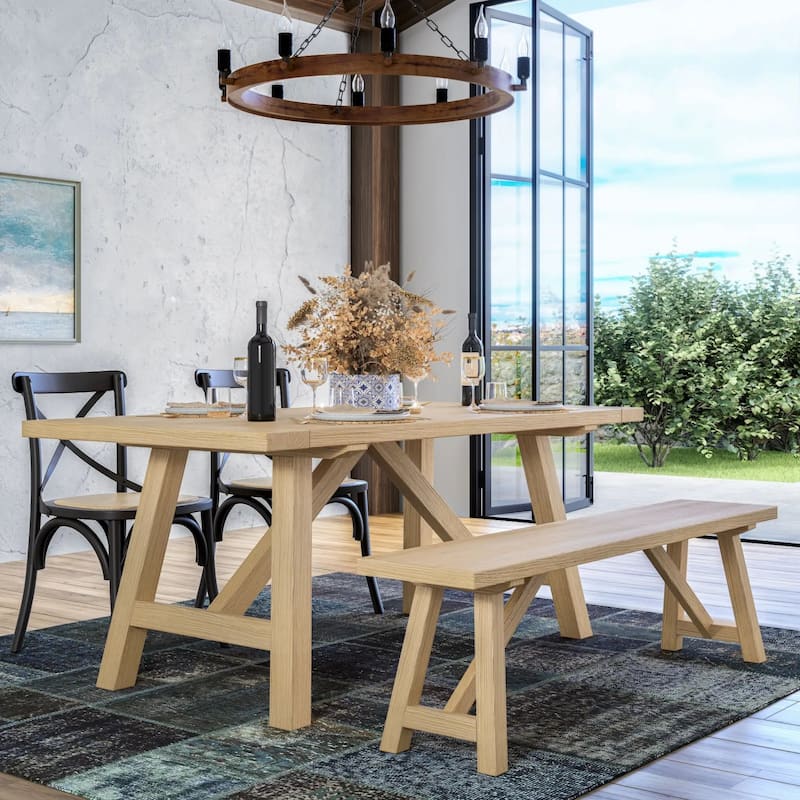 Cascais 72" Rectangular Table with Farmhouse Base - Blonde Oak