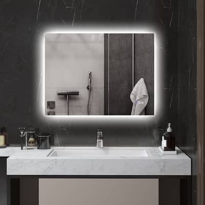 Clear Glass LED Vanity Mirror with Aluminum Frame, Defog and Touch Control - 31.5" W x 1.6" D x 23.6" H