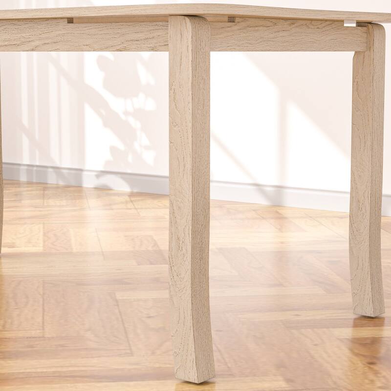 Javlergo Mid-Century Modern Solid Wood Dining Table Set for 4/6, Rectangular Kitchen Table and Chairs, Upholstered Dining Set