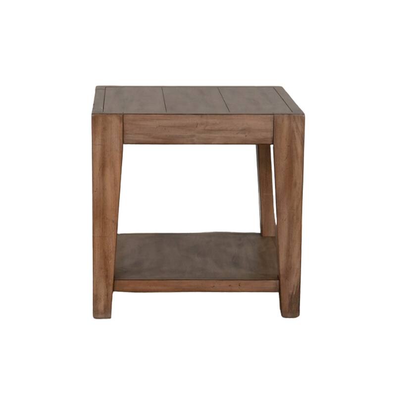 Yael Side End Table, Tapered Legs, 24 Inch Square Top, Light Brown