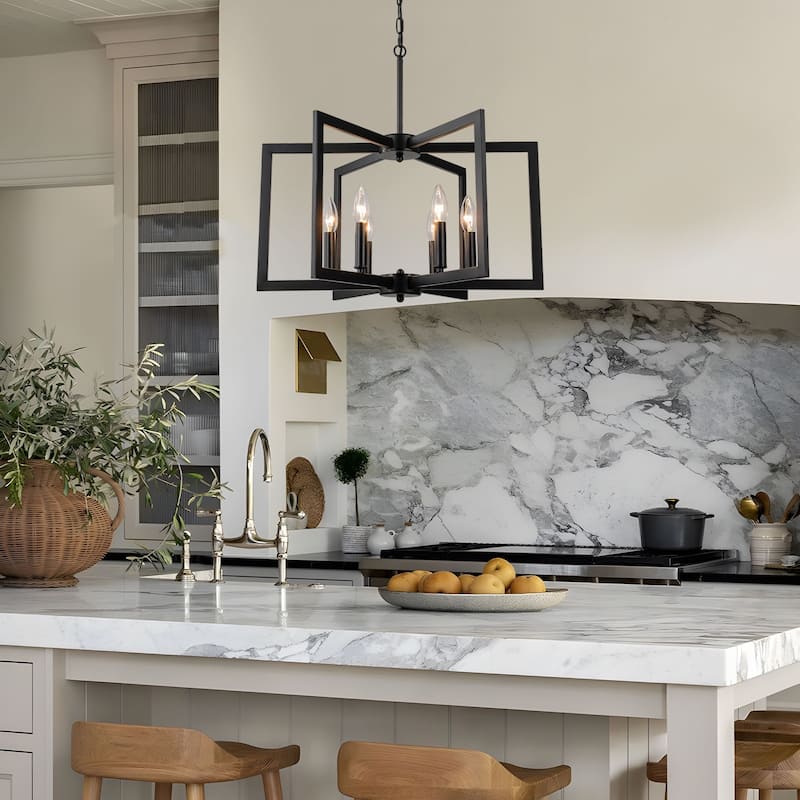 Starsky 6-Light 21in. Modern Farmhouse Unique Ceiling Lights Geometric Lantern Chandelier