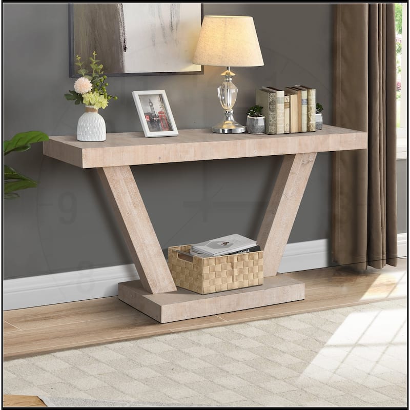 60 Inches Vintage Distressed Wood Entryway Console Table