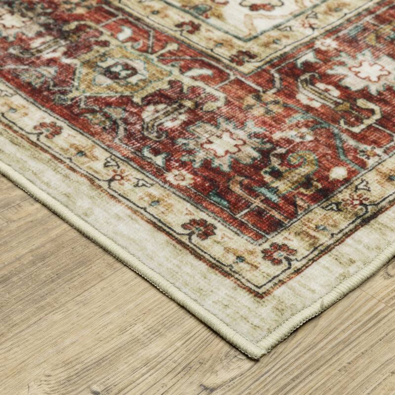 Vista Home Sunderland Vintage Bordered Machine Washable Area Rug Mat