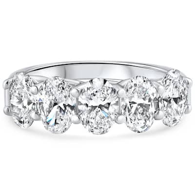 5Ct Oval Moissanite Five Stone Wedding Ring Gold