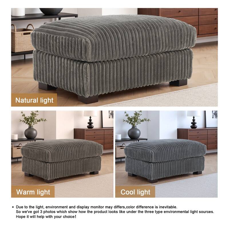 40"W Cotton Flannel Modular Sectional Ottoman