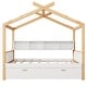 preview thumbnail 3 of 5, Full Size Wooden House Bed, Kids Bed Frame with 2 Drawers and Bookshelf Storage Space