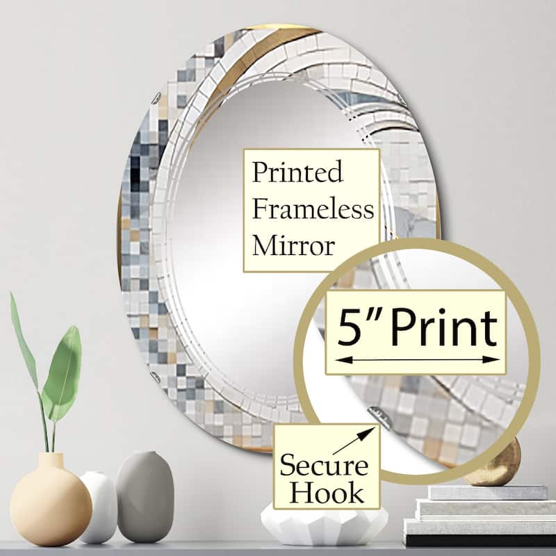 Designart "Grey and Yellow Mosaic II" Abstract Shapes Modern Wall Mirror