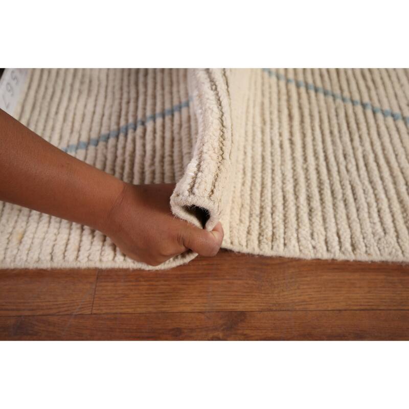 All-Over Trellis Moroccan Large Area Rug Handmade Wool Carpet - 8'10" x 13'7"