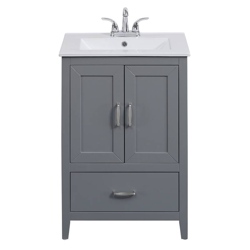 24" Single Bathroom Vanity with Lower Drawer and Countertop Sink Included