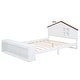 preview thumbnail 25 of 26, Full Size House Platform Kids Bed Frame with LED Lights and Storage, Wood Color