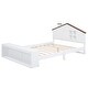 preview thumbnail 11 of 13, Rustic Style House-Shaped Full Size Wooden Platform Bed,Storage Headboard and Footboard with LED Lights
