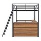 preview thumbnail 34 of 48, Loft Bed with 3 Layers of Shelves & L-Shaped Desk, Metal Loft Bed Frame with Safety Guardrails and Inclined Ladder