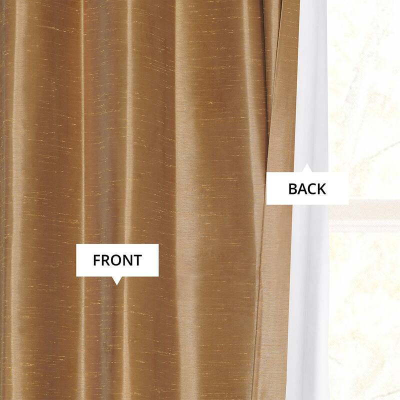 Exclusive Fabric Flax Gold Textured Silk Single Curtain (1 Panel)