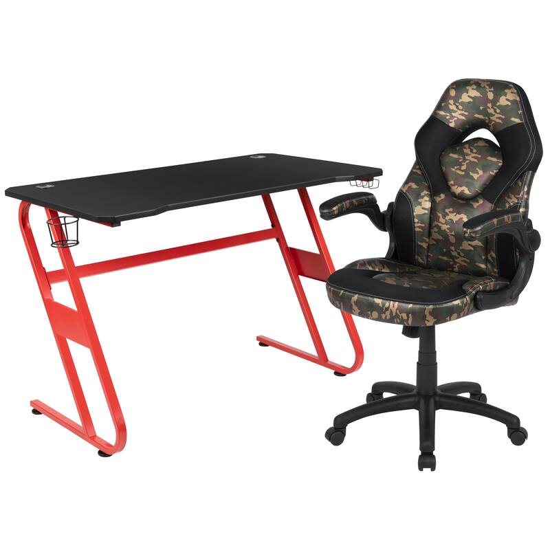 Gaming Desk and Chair Set with Cup Holder and Headphone Hook - Desk Bundle
