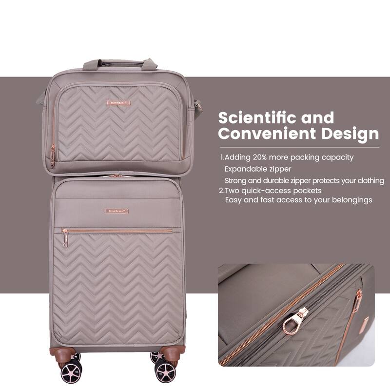 Lightweight 4-Piece Softshell Suitcase Set with Terylene Fabric, 360° Spinner Wheels, TSA Lock
