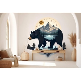 Bear Forest Wall Decor Bear Mountain Wall Art Nature Wall Decals - Bed ...