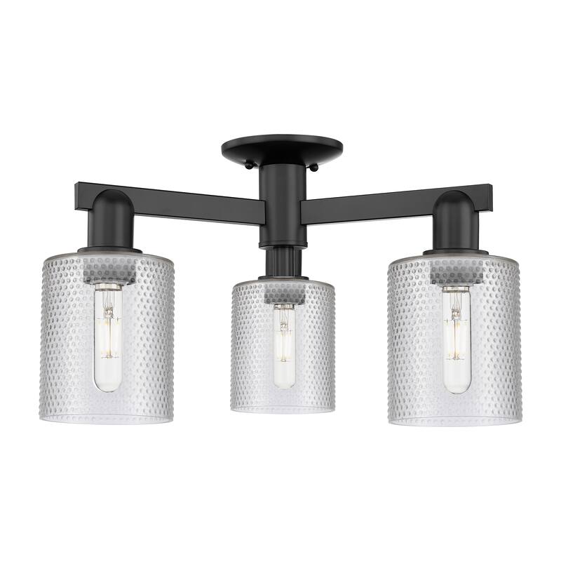 Innovations Lighting Endless Possibilities Arcadia - Cobbleskill - 3 Light 23" Semi-Flush Mount - Clear/Matte Black