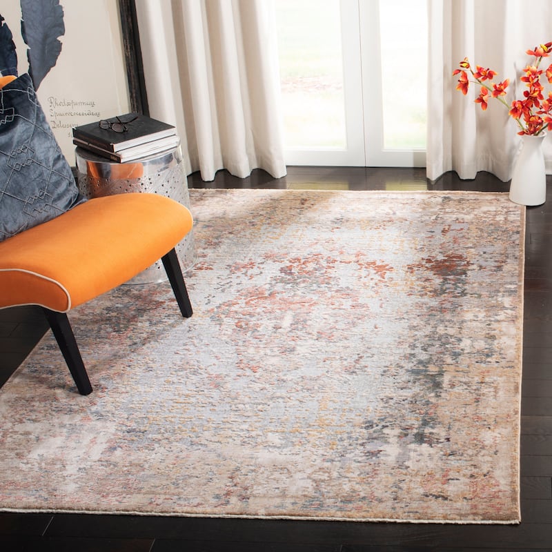 SAFAVIEH Winston Amrei Oriental Polyester Rug - 4' x 6' - Grey/Rust