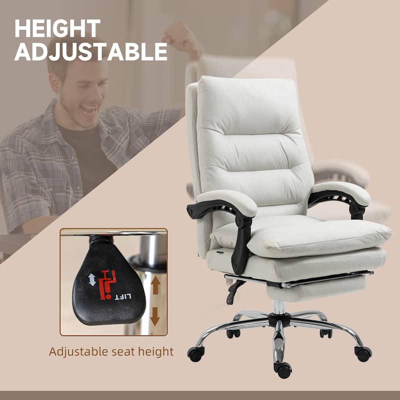 Executive Office Chair with Heated & Massage, Computer Desk Chair with Footrest, Microfibre High Back Swivel Office Chair