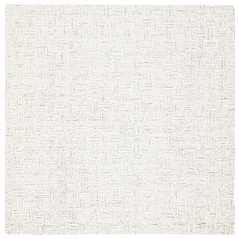 SAFAVIEH Handmade Micro-Loop Courteney Transitional Wool Rug - 5' Square - Light Grey/Ivory - Square