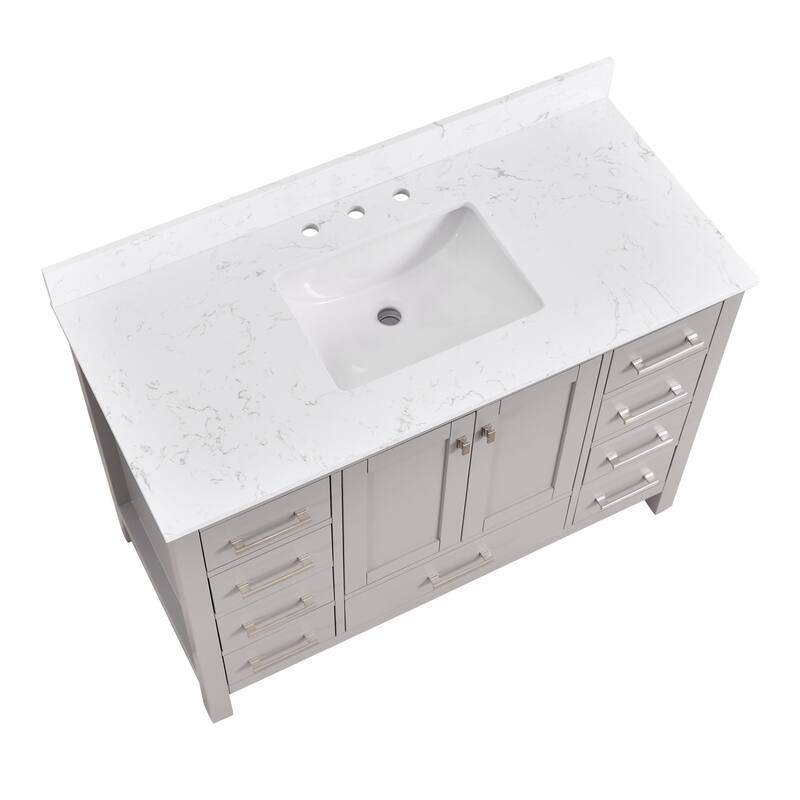 StarrySky 48 inch Undermount Single Sink Bathroom Vanity with Engineered Carrara Marble Top