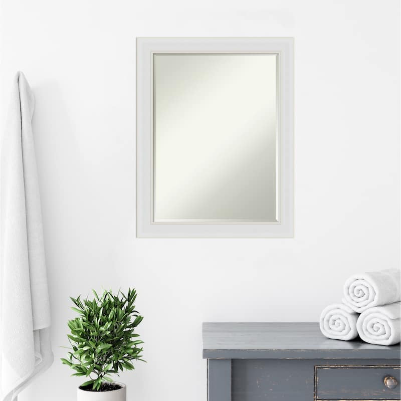 Petite Bevel Bathroom Wall Mirror - Flair Polished Nickel Frame - 22 x 28 in