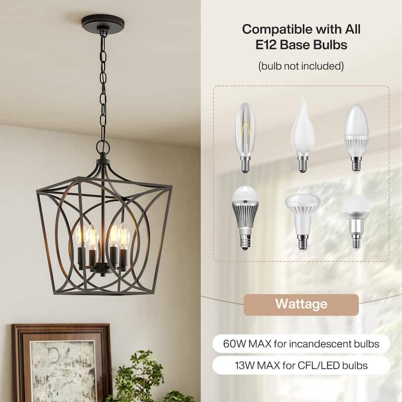 Modern Geometric Metal Pendant Light with Adjustable 60" Chain