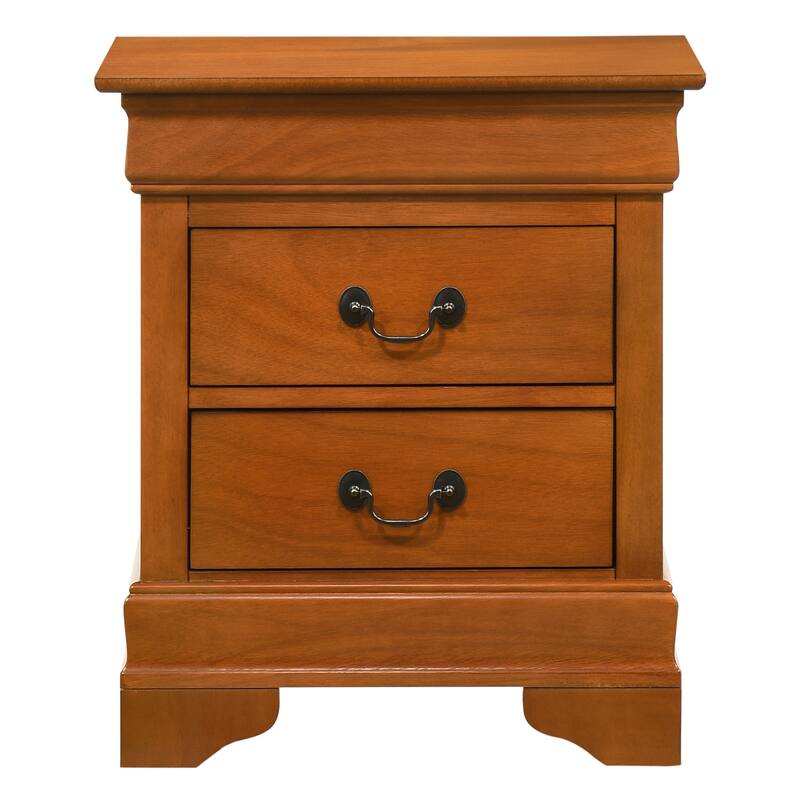 Classic Oak Nightstand with Two Drawers, Compact Size for Easy Storage