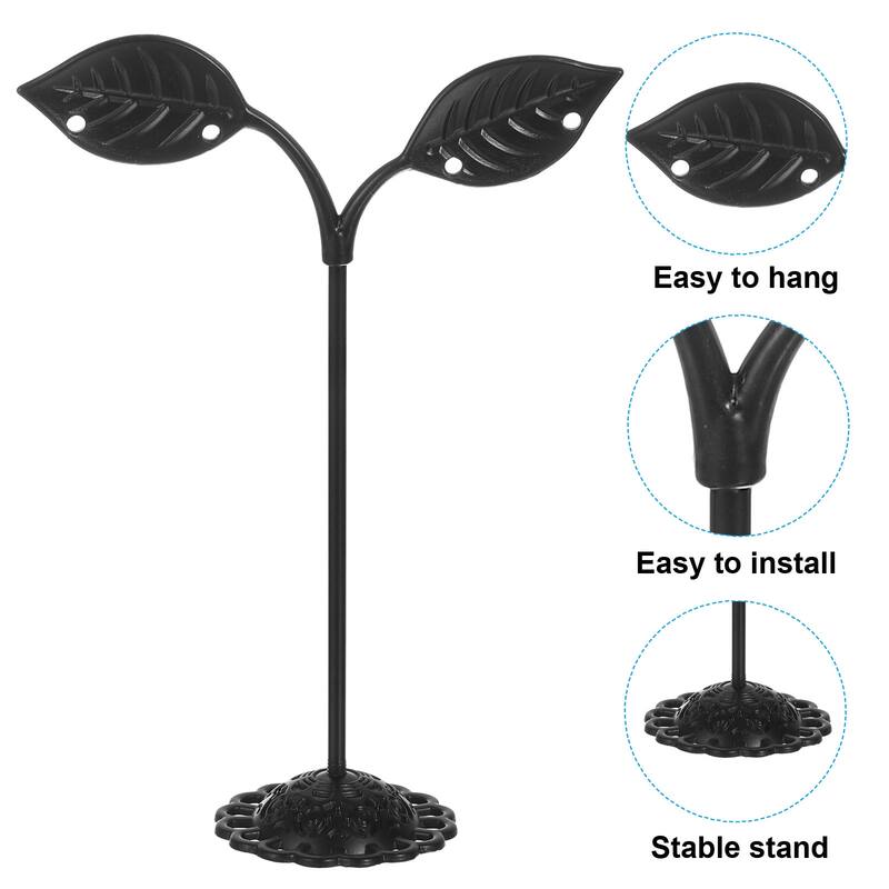 Earring Holder, 3pcs Earring Display Stands Organizer Metal Rack Leaf
