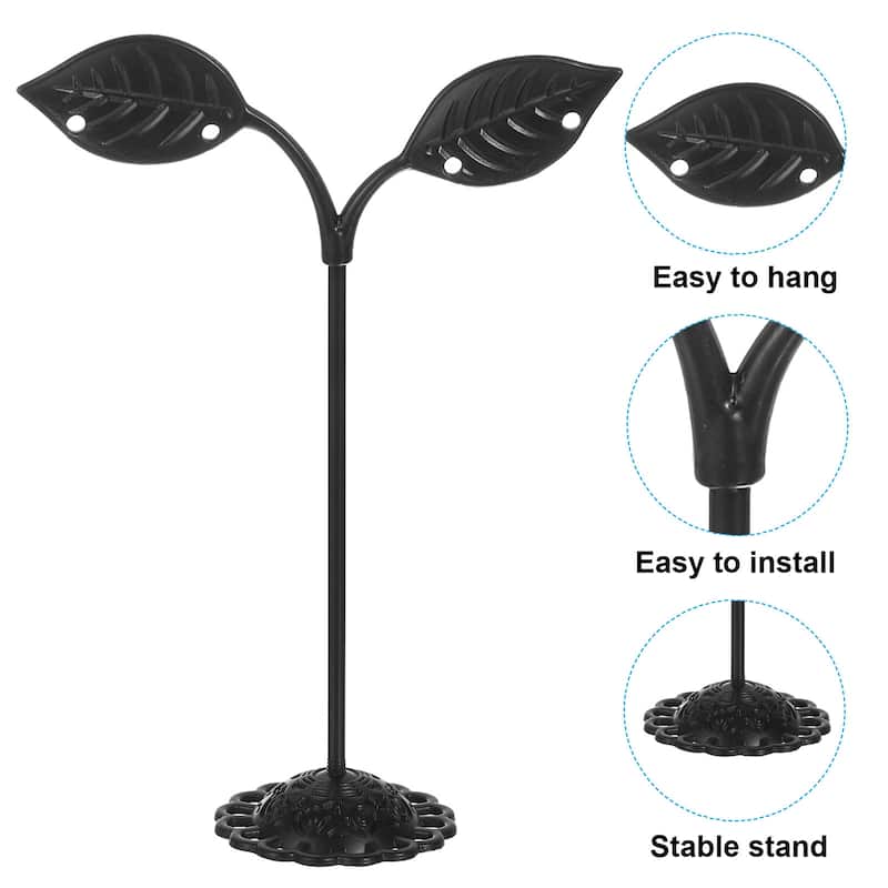 Earring Holder, 6pcs Earring Stand Earring Display Stands Organizer Leaf - Black