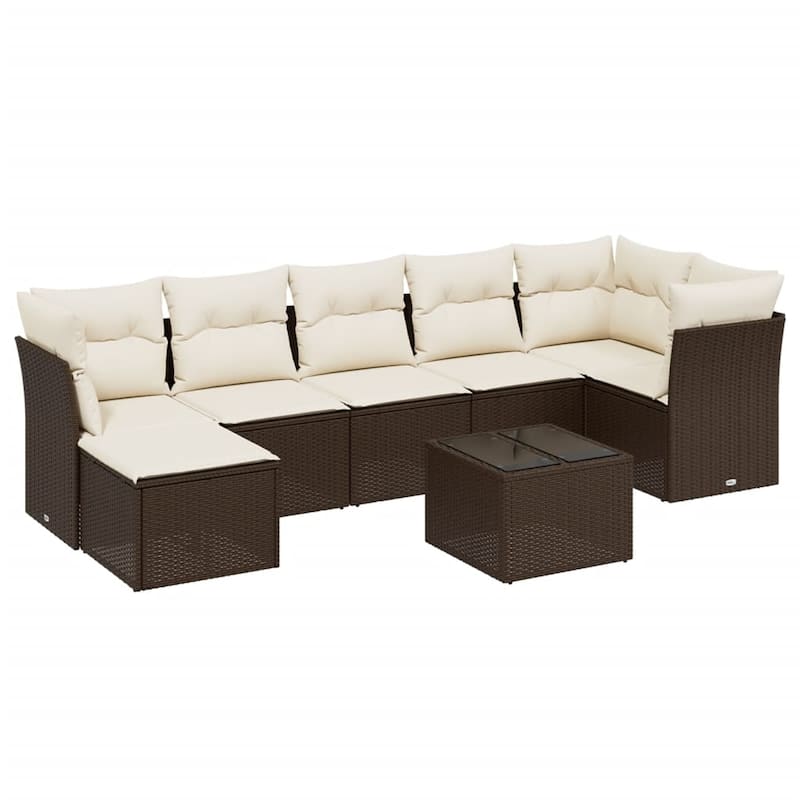 vidaXL Garden Sofa Set Beige/Black/Brown/Grey