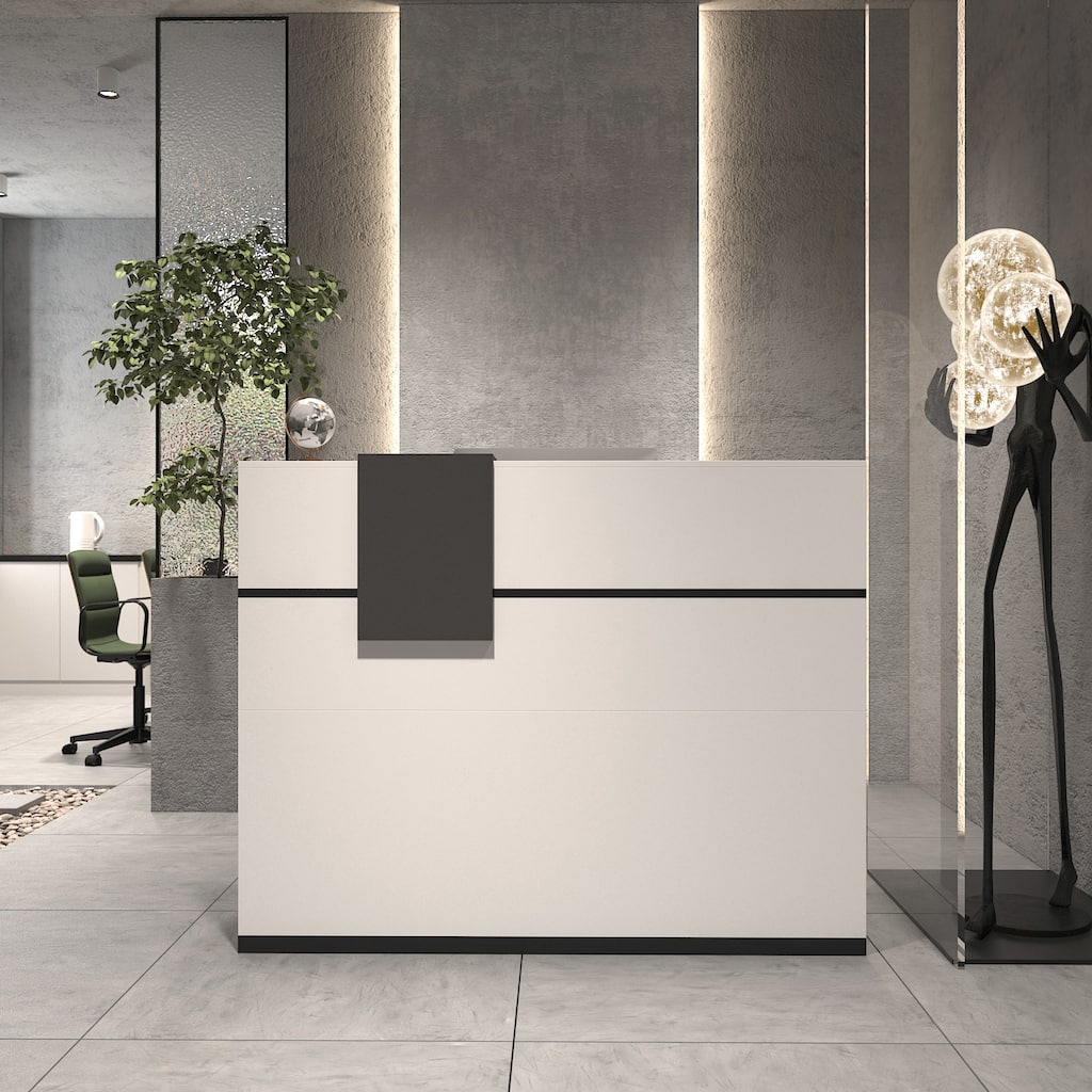 FUFU&GAGA Rectangular Wood Reception Desk DIY Decoractive Work Station