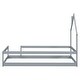 preview thumbnail 8 of 6, Grey Twin Pine Floor Bed with House-shaped Headboard