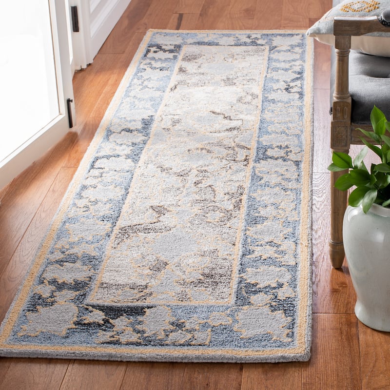 SAFAVIEH Handmade Abstract Annalee Oriental Wool Rug - 2'3" x 8' Runner - Beige/Blue