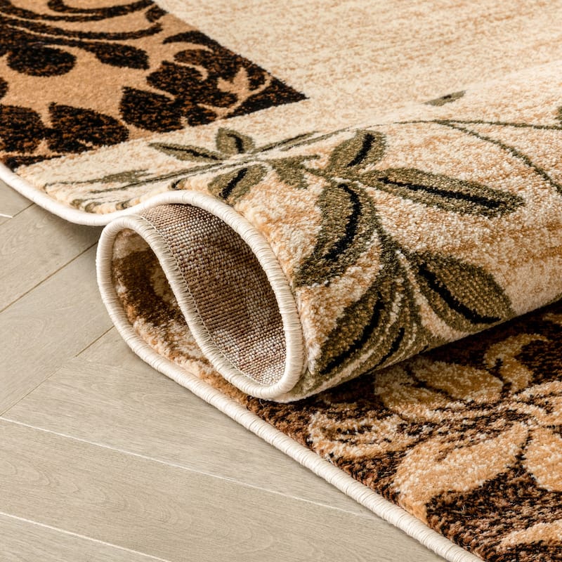 Well Woven Barclay Vane Willow Damask Floral Waves Modern Area Rug