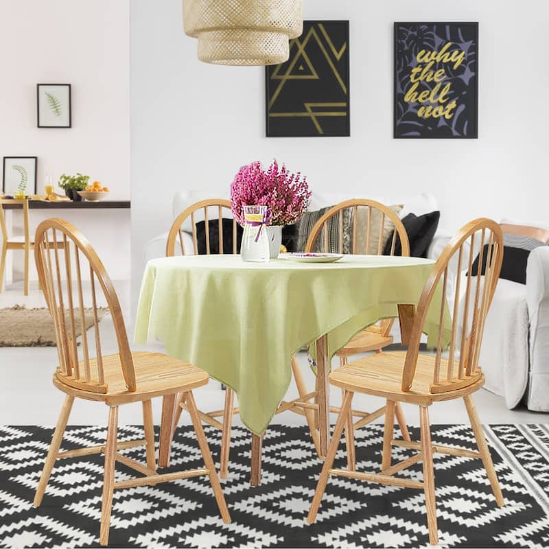 Set of 2 Wood Dining Chairs Windsor Chairs with High Spindle Back
